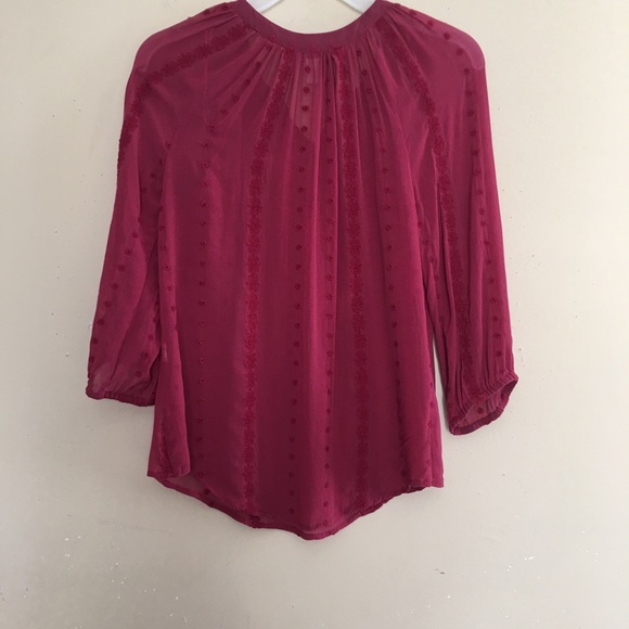 LUCKY BRAND Boho Top Long Sleeve Silk Blouse Sz XS - Picture 3 of 5